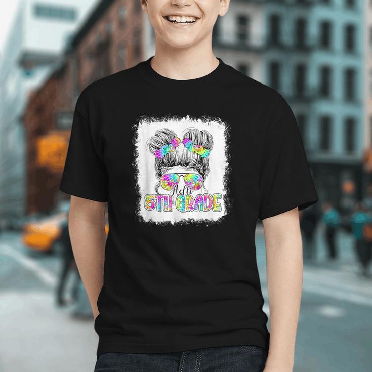 Hello 5th Grade Tie Dye Messy Bun Back to School Youth T-Shirt Hello 5th Grade Tie Dye Messy Bun Back to School Youth T-Shirt
