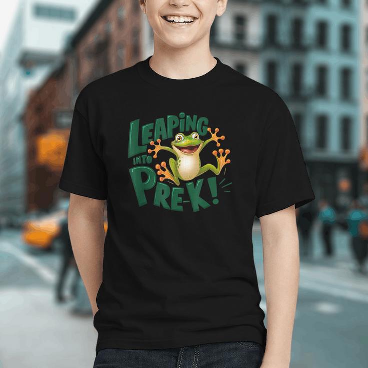 Hop into Pre-K! Jumping Tree Frog Back to School Youth T-shirt Hop into Pre-K! Jumping Tree Frog Back to School Youth T-shirt