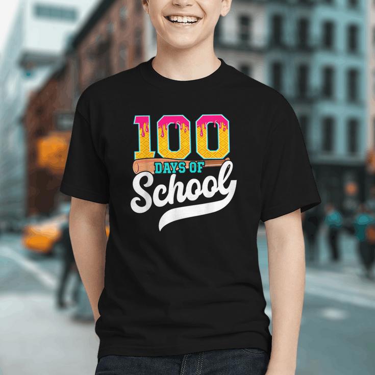 Ice Cream Drip 100 Days Of School Baseball Boys 100th Day Graphic Youth Ice Cream Drip 100 Days Of School Baseball Boys 100th Day Graphic Youth