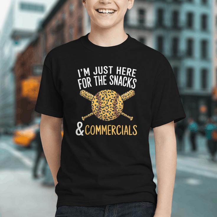I'm Just Here For The Snacks And Commercials Baseball Graphic Youth I'm Just Here For The Snacks And Commercials Baseball Graphic Youth