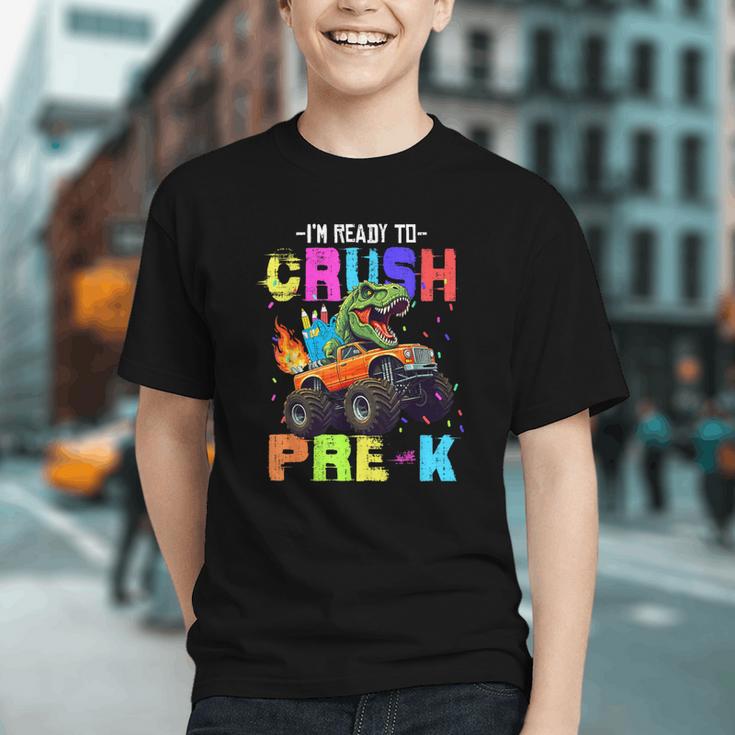 I'm Ready To Crush Pre-k Dinosaur Truck Back To School Boys Graphic Youth
