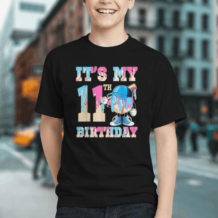 It's My 11th Birthday Baseball Ice Cream Drip Theme Graphic Youth It's My 11th Birthday Baseball Ice Cream Drip Theme Graphic Youth