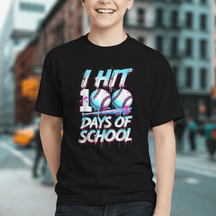 Kids 100 Days Of School 100th Day Baseball Ice Cream Drip Graphic Youth