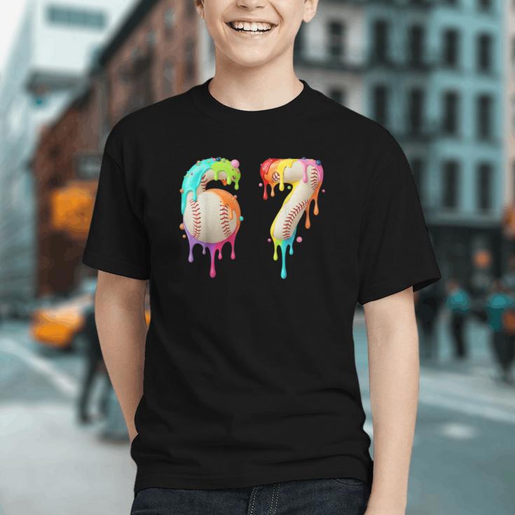 Kids Meme 67 Number Six 6 Seven 7 Ice Cream Drips Baseball Graphic Youth