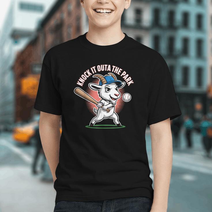 Knock It Outa The Park Baseball Goat Home Run Graphic Youth