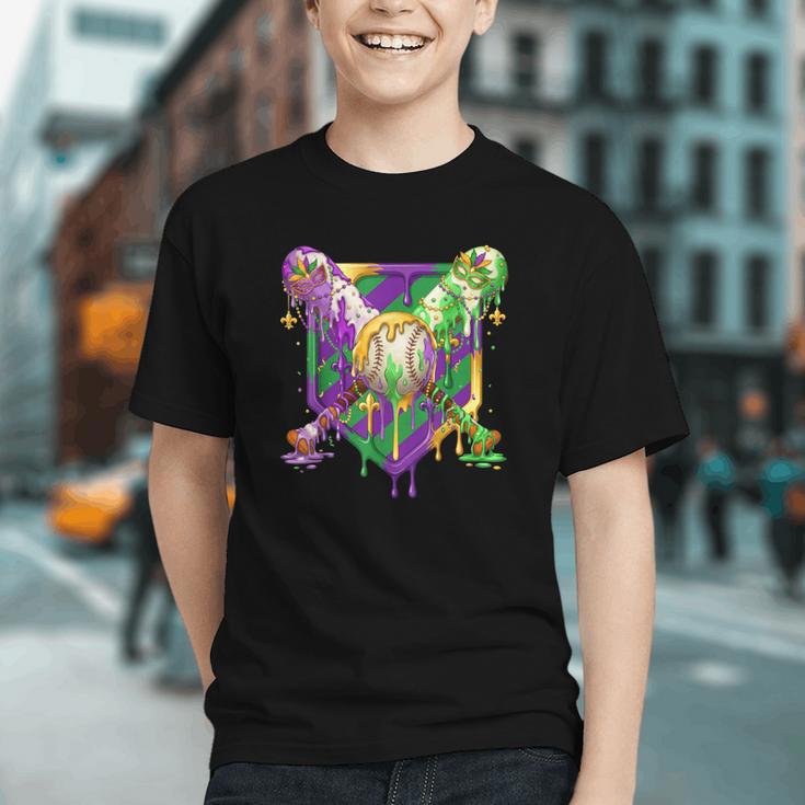 Mardi Gras Ice Cream Drip Baseball Sports For Men Women Kids Graphic Youth