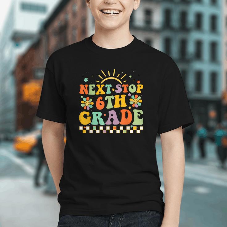 Next Stop 6th Grade Groovy Retro Sixth Grade Back To School Graphic Youth