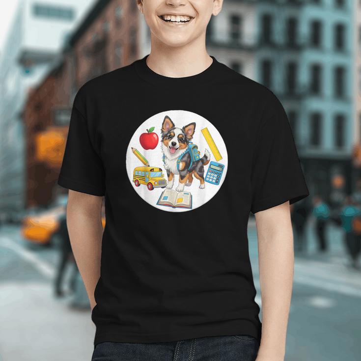 Paws and Prep! Miniature American Shepherd Back to School Youth T-shirt Paws and Prep! Miniature American Shepherd Back to School Youth T-shirt