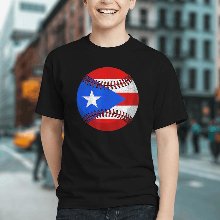 Puerto Rico Baseball Flag Boricua Beisbol Fan Gear Graphic Youth