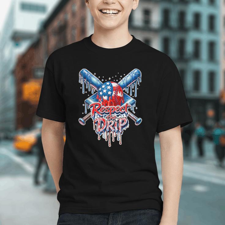 Respect The Drip Baseball American Flag Ice Cream Drip Youth Graphic Youth Respect The Drip Baseball American Flag Ice Cream Drip Youth Graphic Youth