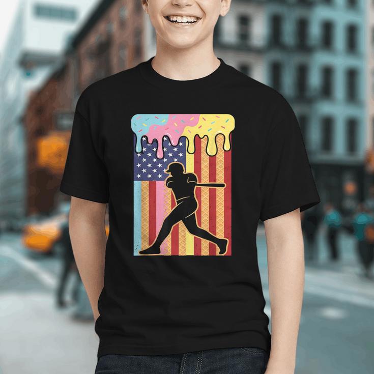 Retro Baseball Drip Boys Ice Cream Patriotic American Flag Graphic Youth Retro Baseball Drip Boys Ice Cream Patriotic American Flag Graphic Youth
