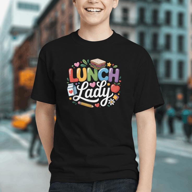 Retro Cafeteria Vibes: Lunch Lady Back to School Youth T-shirt