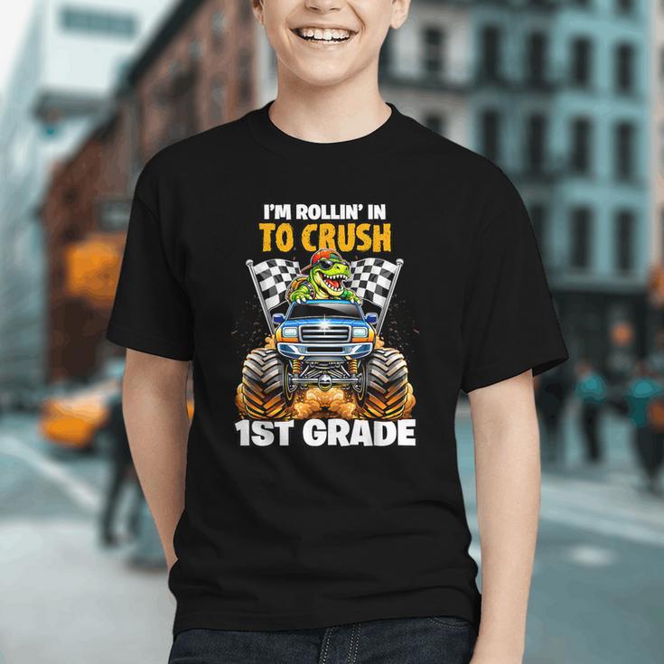 Roaring Into 1st Grade! Dino Truck Back to School Youth T-shirt