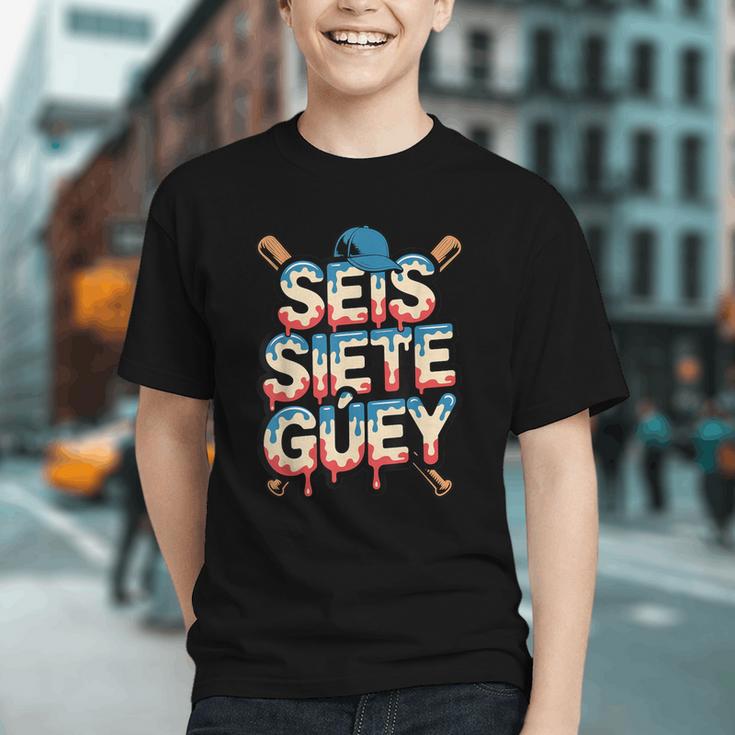 SEIS Siete Guey Baseball Drip Mexico Spanish 67 Slang Boys Graphic Youth