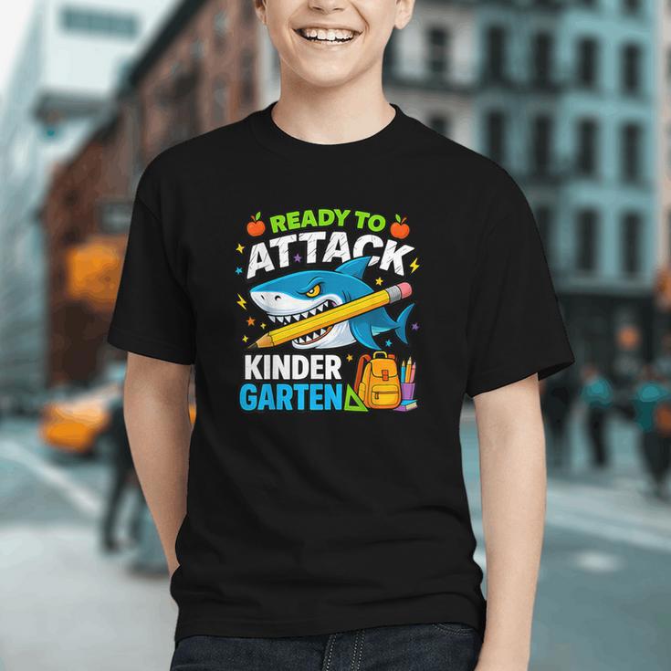 Shark Attack Into Kindergarten! Back to School Youth T-Shirt Shark Attack Into Kindergarten! Back to School Youth T-Shirt