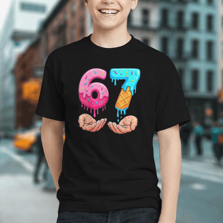 Six Seven 6-7 Baseball Ice Cream Drip 67 Meme Hands Graphic Youth