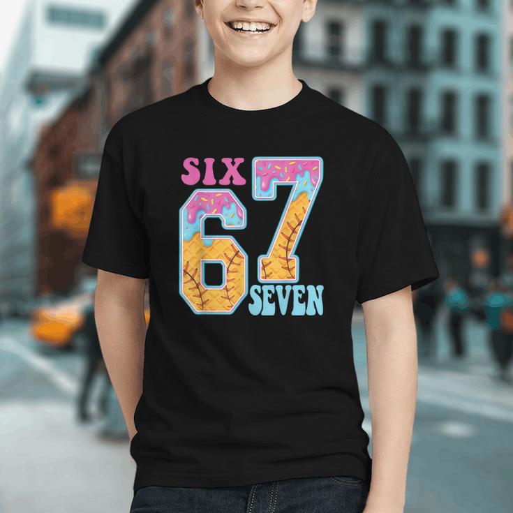Six Seven Drip Baseball Player Number 67 Or 67th Birthday Graphic Youth