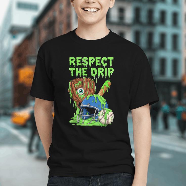 Spooky Zombie Respect The Drip Baseball Halloween Graphic Youth Spooky Zombie Respect The Drip Baseball Halloween Graphic Youth