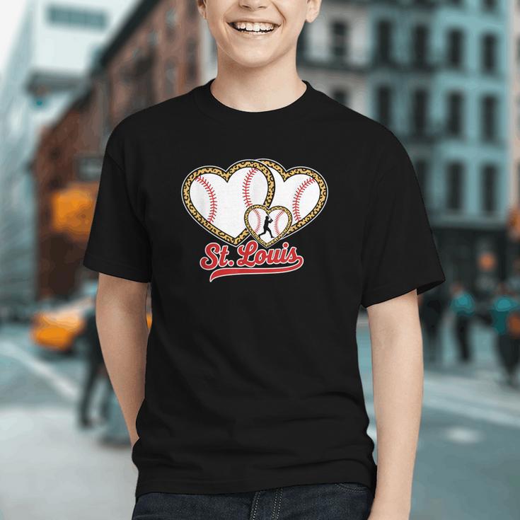St Louis Leopard Heart Baseball Batter Boys Fan Graphic Youth St Louis Leopard Heart Baseball Batter Boys Fan Graphic Youth