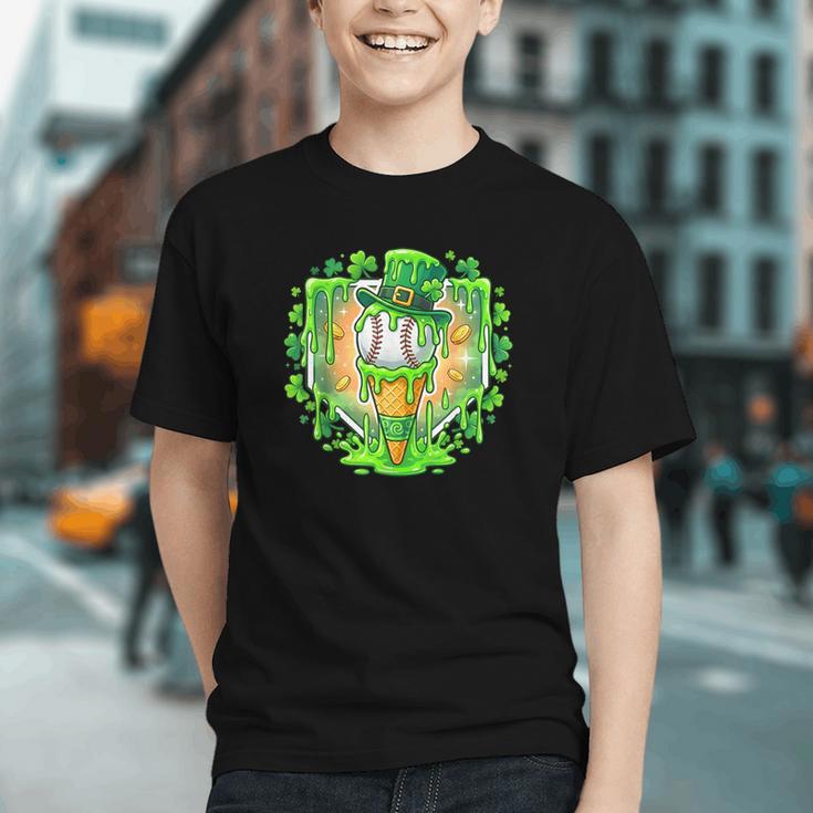 St Patrick Day Baseball Drip Ice Cream Baseball Home Plate Graphic Youth
