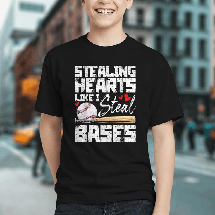Stealing Hearts Like I Steal Bases Baseball Valentines Graphic Youth