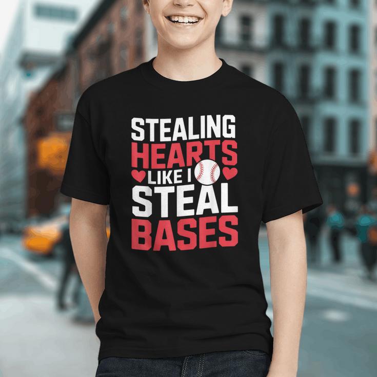 Stealing Hearts Like I Steal Bases Cute Baseball Kids Graphic Youth