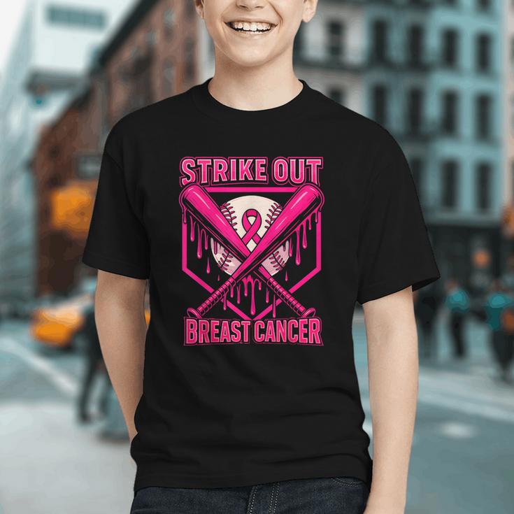 Strike Out Breast Cancer Baseball Ice Cream Drip Graphic Youth Strike Out Breast Cancer Baseball Ice Cream Drip Graphic Youth