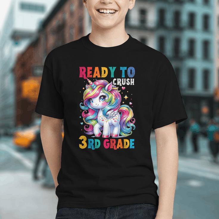Student Unicorn Ready Back To School Crush 3rd Grade Girls Graphic Youth