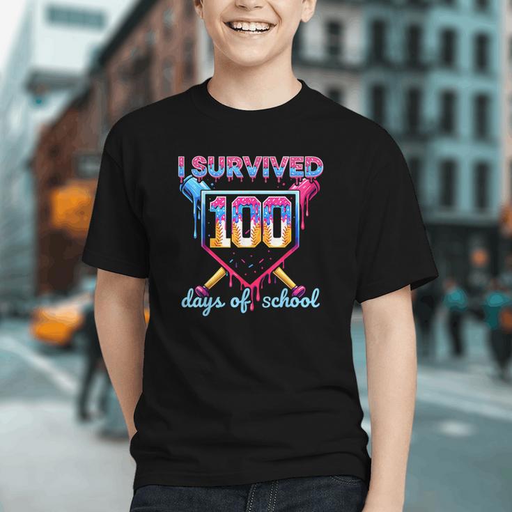 I Survived 100 Days Of School Baseball Boys Students Graphic Youth