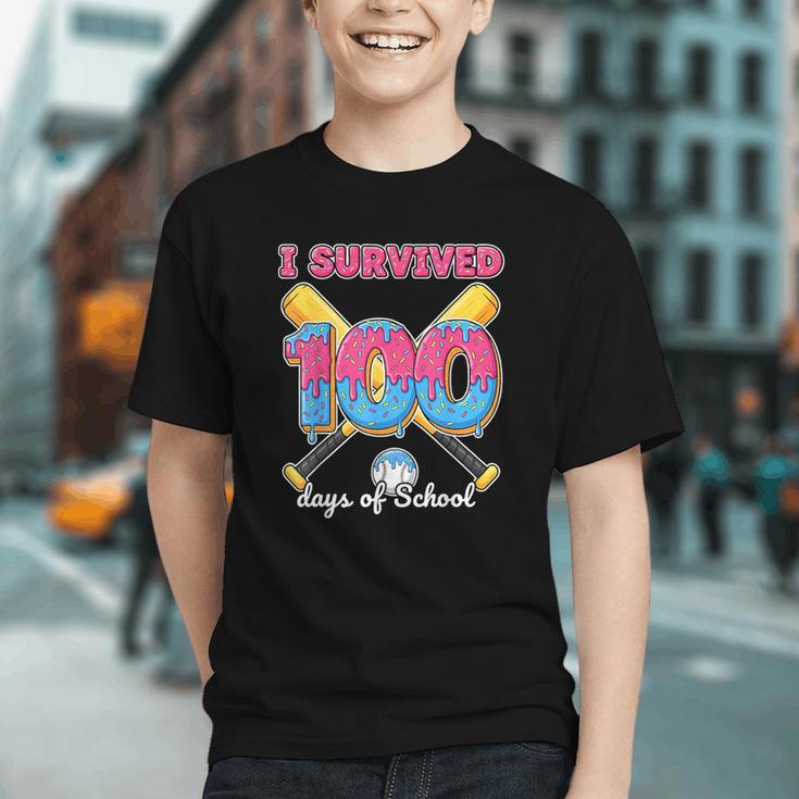 I Survived 100 Days Of School Baseball Cream Drip Boys Graphic Youth I Survived 100 Days Of School Baseball Cream Drip Boys Graphic Youth