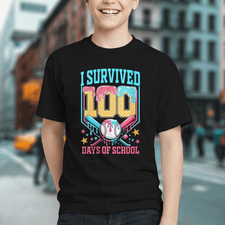 I Survived 100 Days Of School Baseball Drip Students Teacher Graphic Youth I Survived 100 Days Of School Baseball Drip Students Teacher Graphic Youth