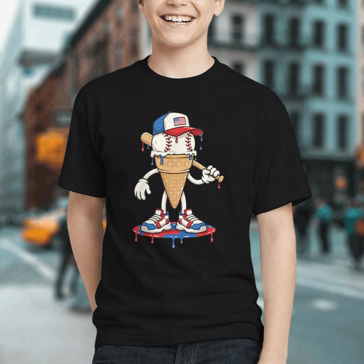 USA Patriotic Baseball Ice Cream Cone Freedom Graphic Youth USA Patriotic Baseball Ice Cream Cone Freedom Graphic Youth