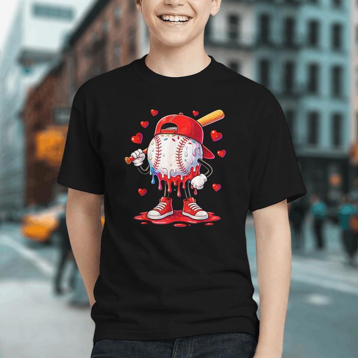 Valentine Baseball Heart Drip Sport Love Valentines Day Boys Graphic Youth