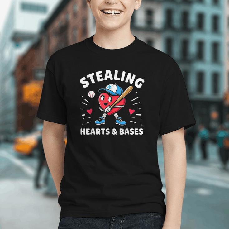 Valentines Day Baseball Stealing Hearts Bases Boys Kids Men Graphic Youth