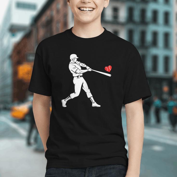Valentines US Baseball Player Silhouette Heart Graphic Youth Valentines US Baseball Player Silhouette Heart Graphic Youth