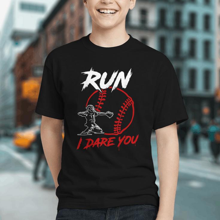 Vintage Baseball Catcher Boys Go Ahead Run I Dare You Graphic Youth Vintage Baseball Catcher Boys Go Ahead Run I Dare You Graphic Youth