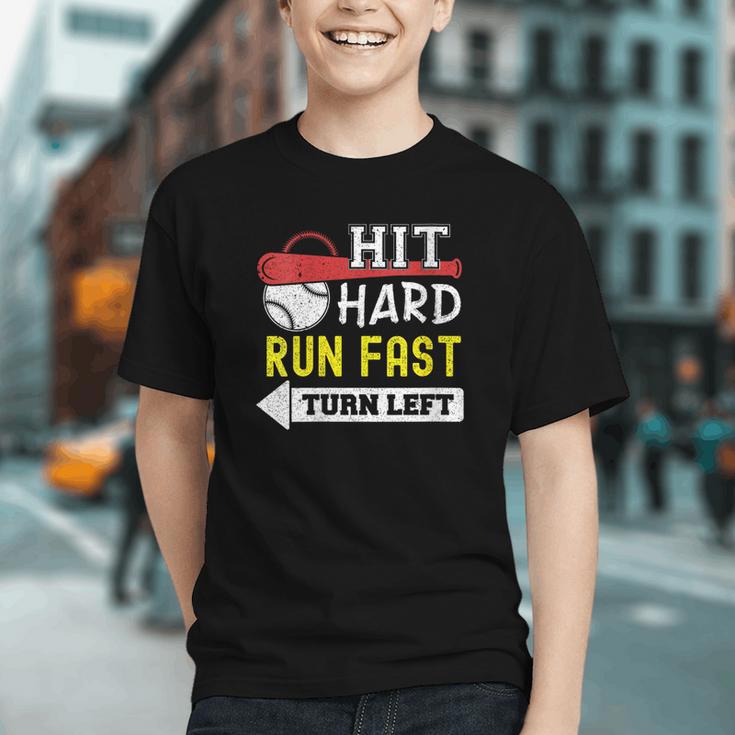 Women's Hit Hard Run Fast Turn Left Baseball Quote Fan Coach Graphic Youth Women's Hit Hard Run Fast Turn Left Baseball Quote Fan Coach Graphic Youth