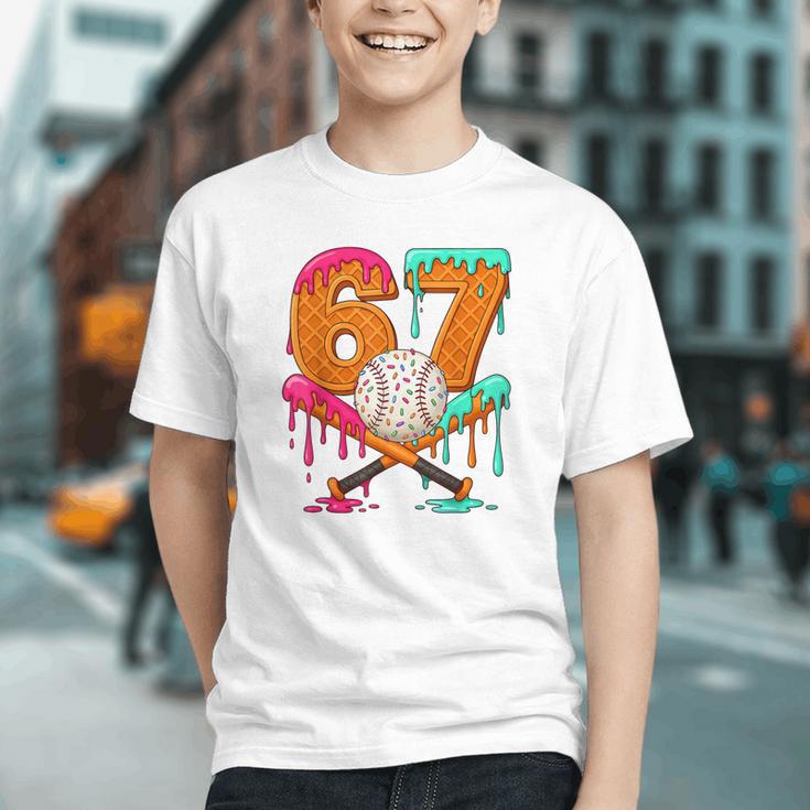 67 Ice Cream Drip Baseball Number 67 Player 67th Birthday Graphic Youth