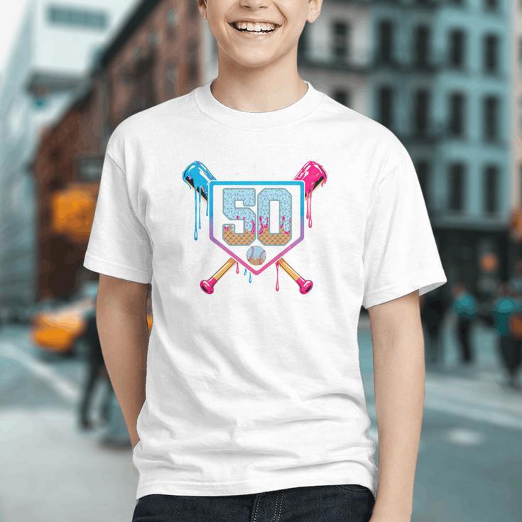 Baseball 50 Year Old Ice Cream Drip 50th Birthday Number 50 Graphic Youth Baseball 50 Year Old Ice Cream Drip 50th Birthday Number 50 Graphic Youth