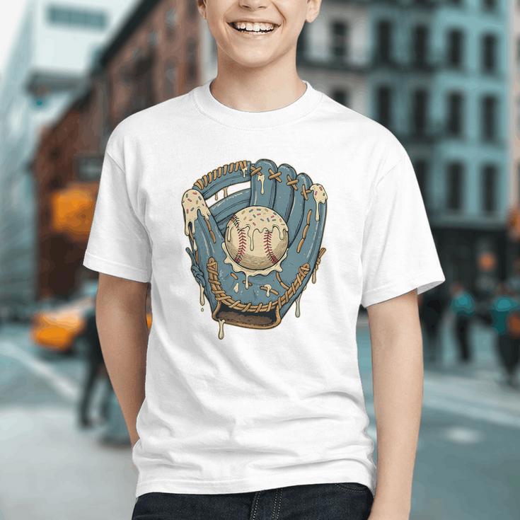 Baseball Drip Ice Cream Glove With Sprinkles And Ball Youth Premium Tri-Blend Graphic Youth