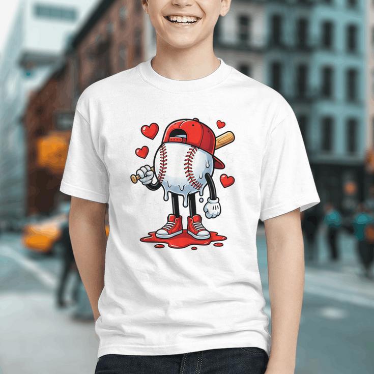 Baseball Ice Cream Drip Valentines Day Sports For Kids Boys Graphic Youth