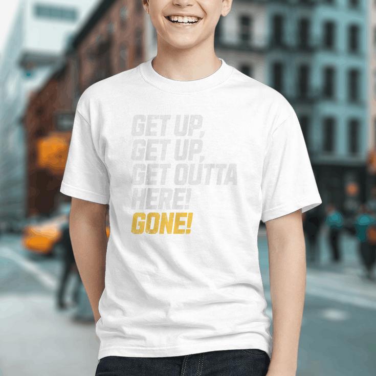 Baseball Player Get Up Get Outta Here Gone Home Run Graphic Youth