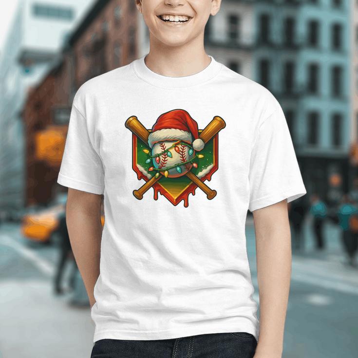 Baseball Xmas Christmas Baseball Ice Cream Drip Boys Graphic Youth