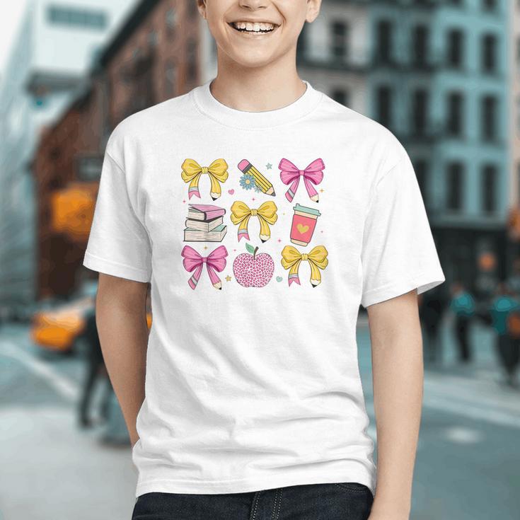 Charming Coquette Bow & Books Back to School Youth T-shirt Charming Coquette Bow & Books Back to School Youth T-shirt