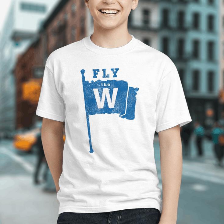 Fly The W Chicago Baseball Winning Flag Distressed Premium Tri-Blend Graphic Youth