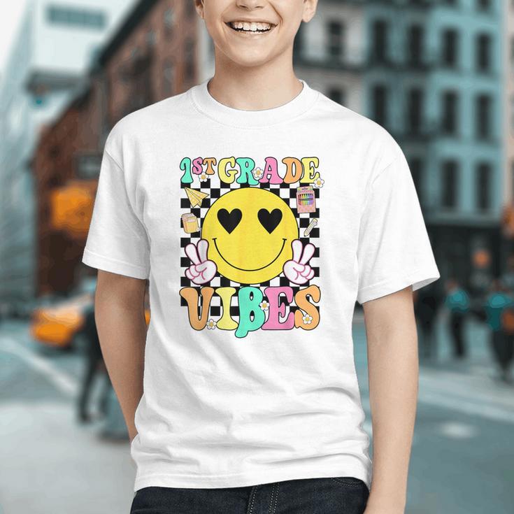 Girls 1st Grade Vibes Smile Face Back To School First Grade Graphic Youth Girls 1st Grade Vibes Smile Face Back To School First Grade Graphic Youth