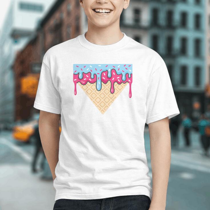 Ice Cream Baseball Cone Dripping Sprinkles Kids Boys Summer Premium Tri-Blend Graphic Youth