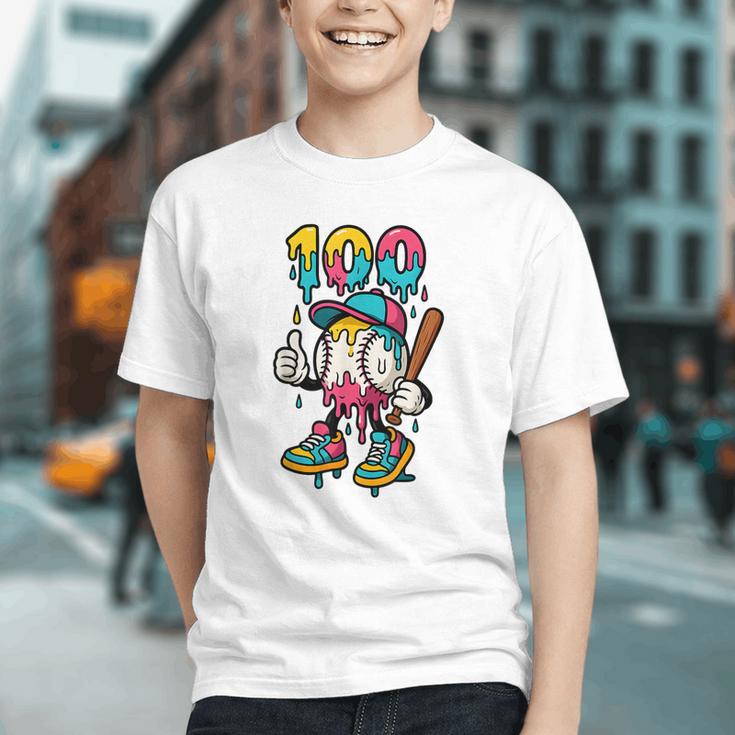 Ice Cream Drip Baseball Party 100 Days Of School Teacher Graphic Youth