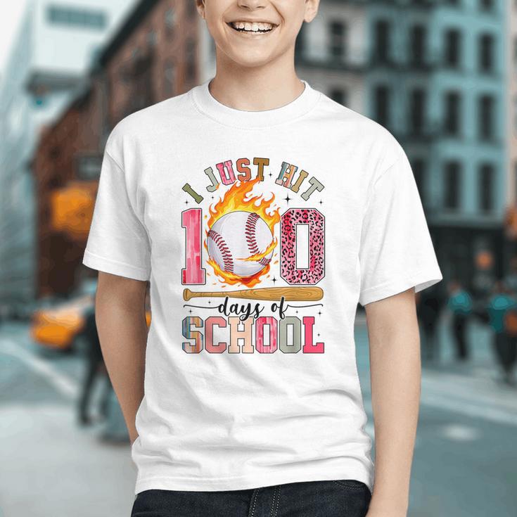 I Just Hit 100 Days Of School Baseball Lovers Fans Boys Kids Graphic Youth