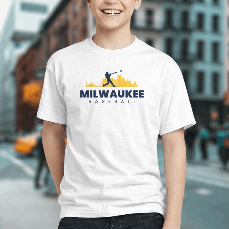 Milwaukee Baseball Minimalist City Skyline Baseball Lover Graphic Youth Milwaukee Baseball Minimalist City Skyline Baseball Lover Graphic Youth